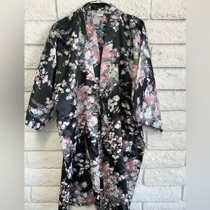 Floral Black Kimono Robe